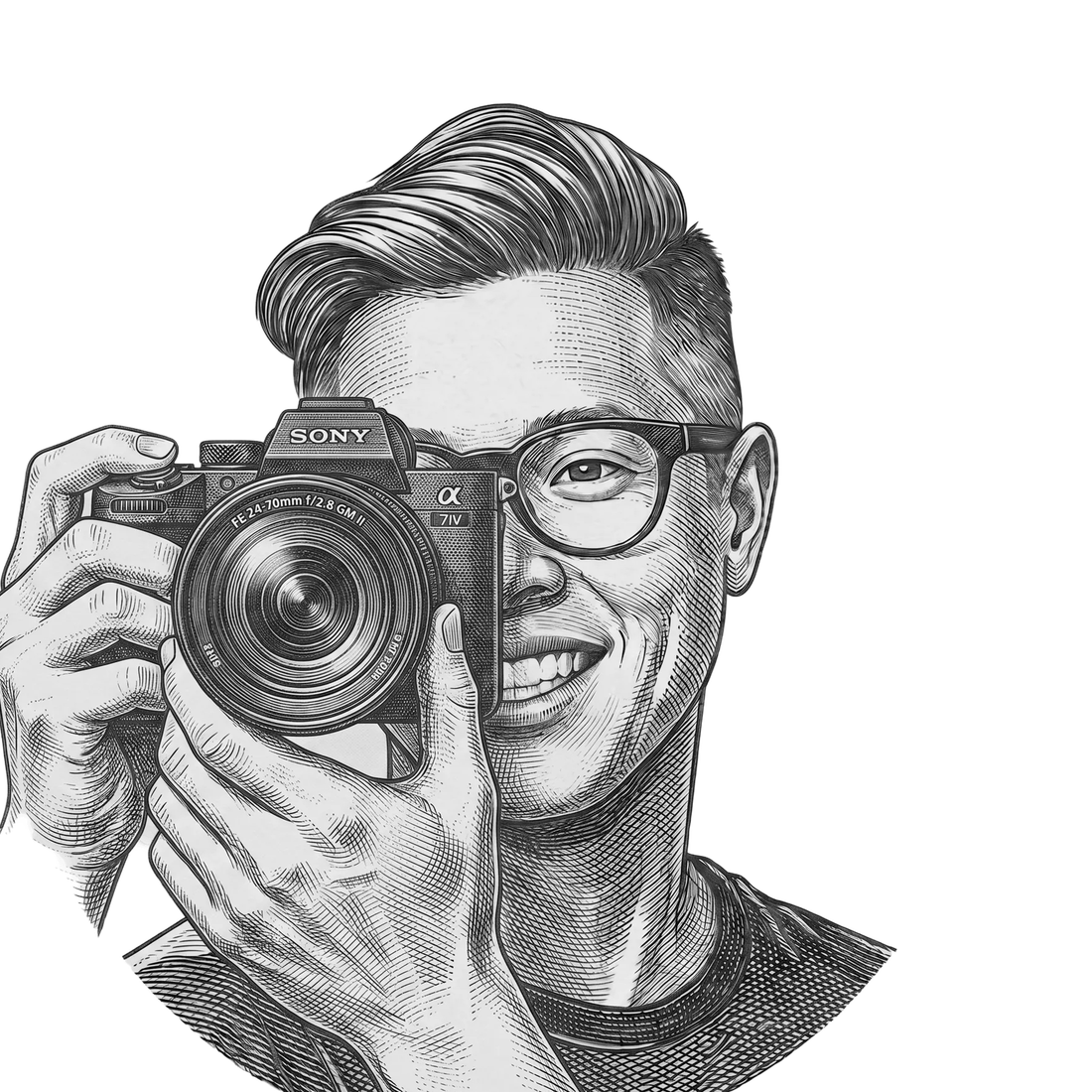 George holding a camera